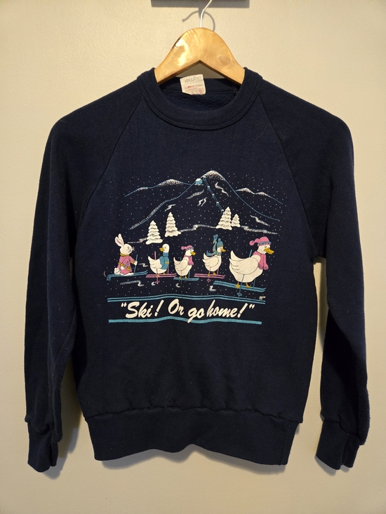 Vintage Other - Vintage Navy 'Ski! Or go home!' Graphic Sweatshirt